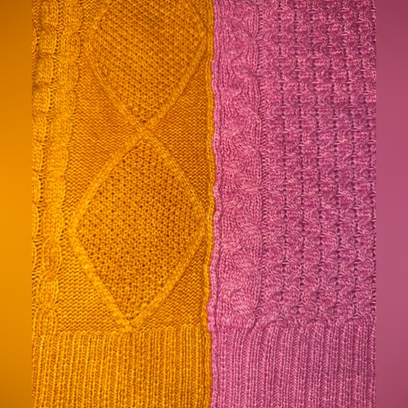 Nwt Central Park West Cable Knit Sweater Pink Mustard Medium